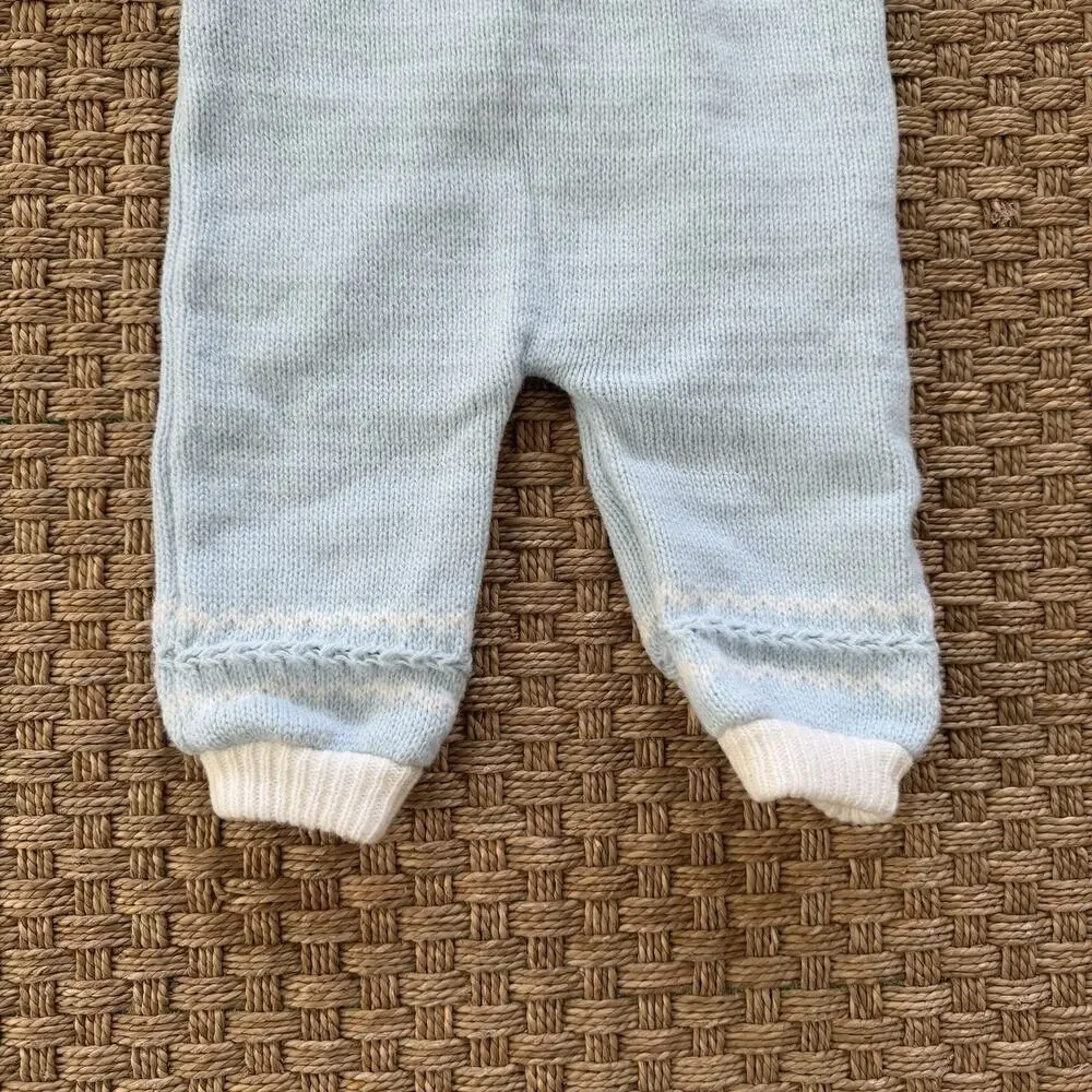 Vintage Heirloom Baby Boy’s Crylor Overalls, Cardigan & Knit Hat Baby Blue Set